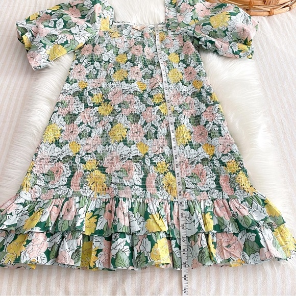 NEW ByTimo Festive Cotton Smocking Smocked Dress Dandelion Floral Puff Sleeves - Picture 12 of 14